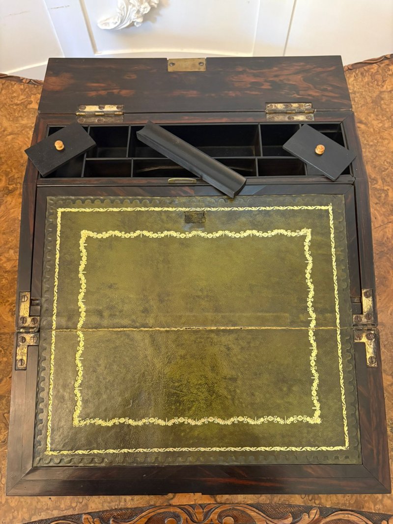 Unusual Antique Victorian Quality Inlaid Coromandel Wood Writing Box - Image 10